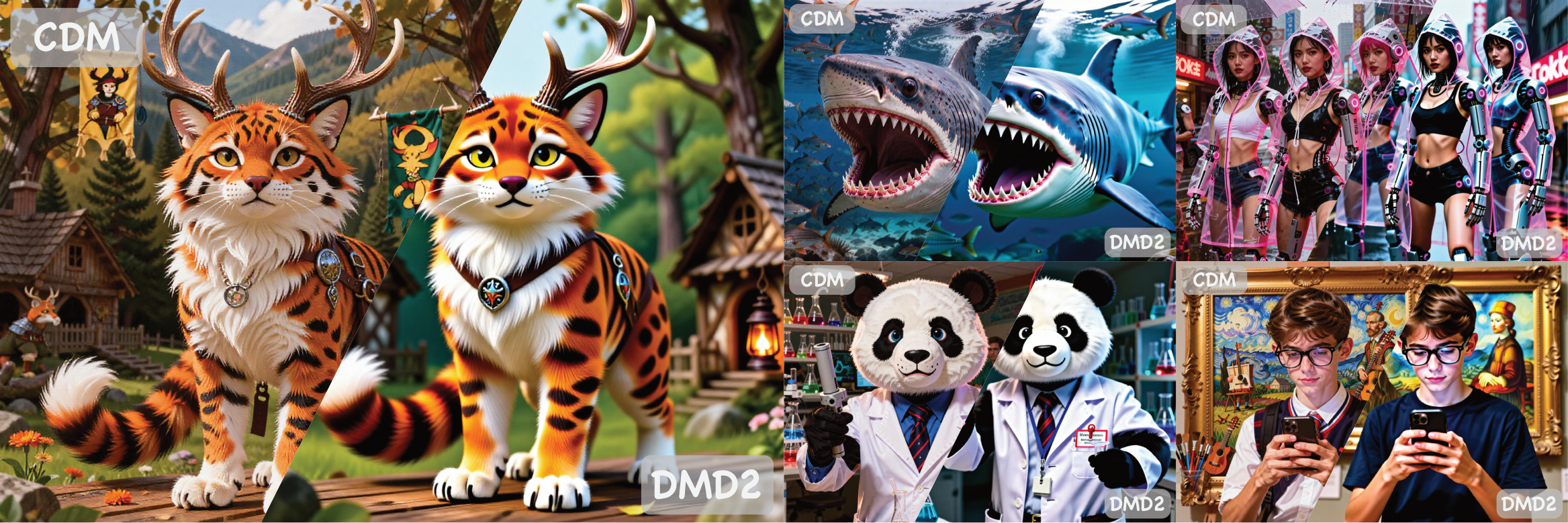 CDM teaser - comparison with DMD2 on Longcat-Image at 4 NFE